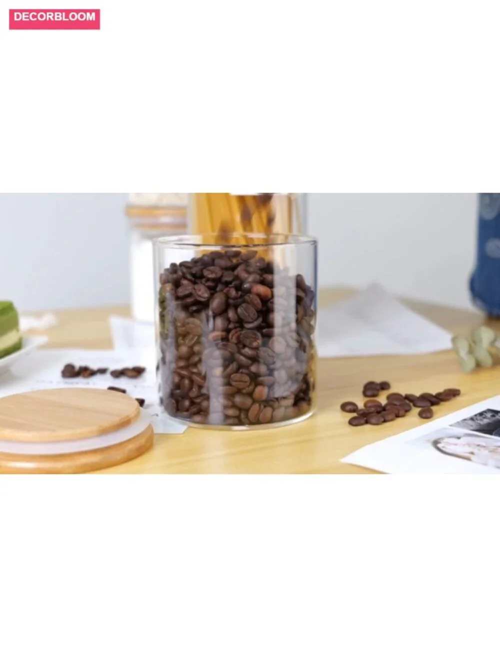 5 Pack Glass Jars with Bamboo Airtight Lids - Stackable Food Storage Containers